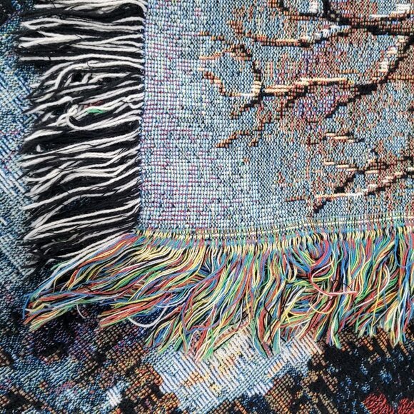 Nicky Boehme Covered Bridge Christmas Winter Woven Tapestry Throw Blanket 58x48" - Picture 7 of 7